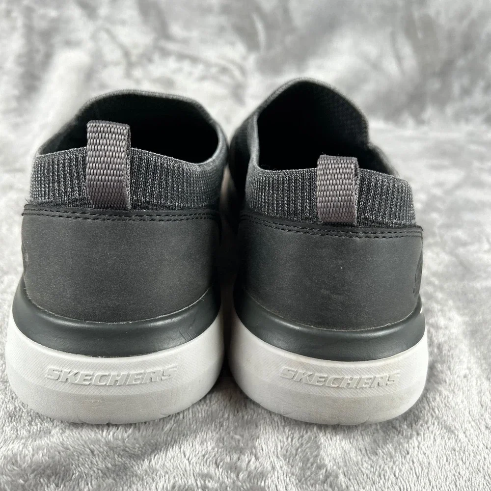 Skechers Relaxed Fit Mens 9.5 Wide Charcoal Gray Mesh Slip On Sneakers 210275W